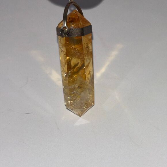 Vintage sterling silver 925 yellow citrine point pendant 9.27g 1.9" stunning - Picture 3 of 6